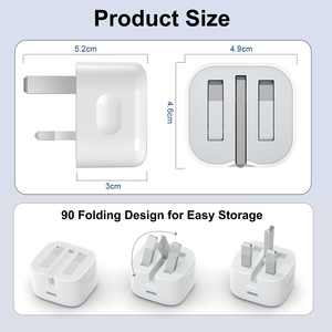Enchufe de cargador rápido UK PD 20W y cable de carga tipo <span class=keywords><strong>C</strong></span> adaptador de alimentación y cable para teléfono - Product Image 3