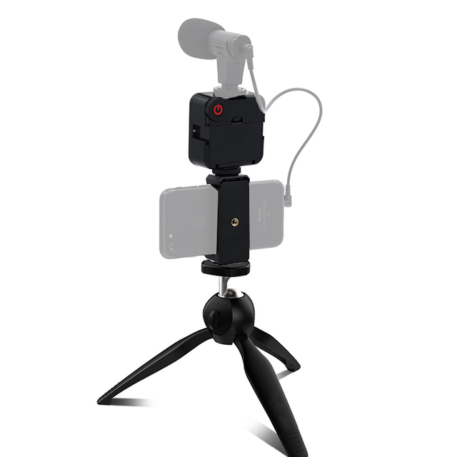 Mini Selfie Photographic Streaming Microphone Kit Vlogging Kit With Mic and Light for Smartphone