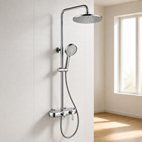 Mitigeur de douche mural en laiton chromé, ensemble de douche trois fonctions avec douchette à main pour salle de bain