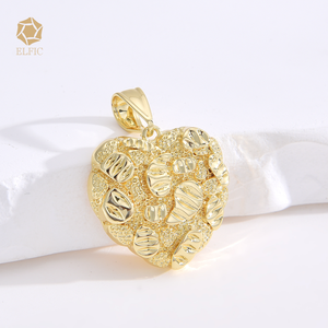 Elfic Jewelry 14K Copper Plated Gold Heart Shaped <strong>Fashion</strong> Jewelry <strong>Pendants</strong> <strong>Charms</strong> for Couple Valentine's Day Gifts - Product Image 2
