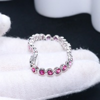 Hochwertiges Rundschliff 3mm Fassung Tennis-Armband 925 Sterling Silber Mehrfarbiges Rosa Labor-Gezüchtetes Saphir-Armband