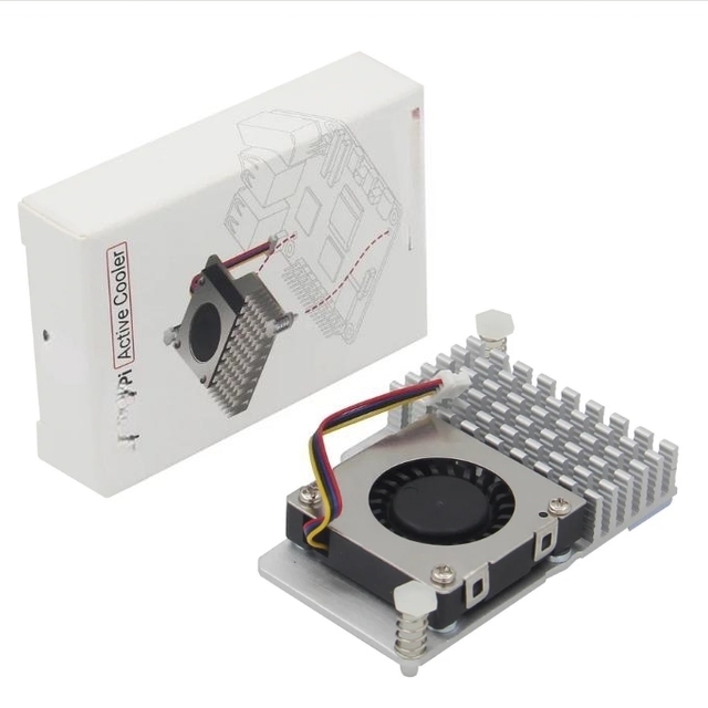 Pi 5 Heatsink Cooler with Active Fans DC 5V PWM Speed Control Anodized Aluminum Original PI 5 Active Cooler