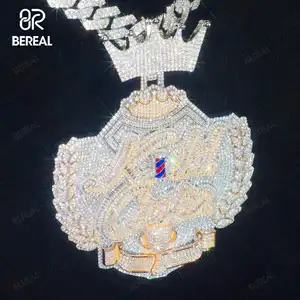 Custom Pass Diamond Tester Iced Out VVS Baguette Moissanite Plata 10K Oro Hip Hop Letra Nombre Cadena Colgante Joyería Fina Hombres