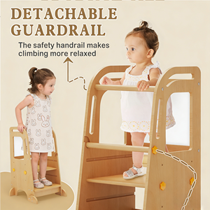 Sgabello da Cucina per Bambini con Lavagna, Supporto in <span class=keywords><strong>Legno</strong></span> Antiscivolo, Design Contemporaneo Multifunzione - Product Image 4