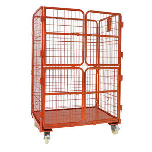 Chariot en acier pliable économique Cage extérieure verrouillable Conteneur en rouleau Entrepôt en acier doux Stockage Cargo Manufacture de matériel - Product Image 4