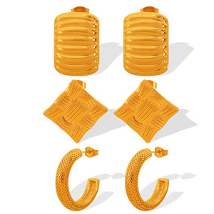 Geometric <b>Huggie</b> Earrings Zinc Alloy Women's Fashion Earring Set EH375 7 - Product Image 5