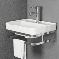 Oferta de Precio Bajo: Lavabo de Porcelana Cerámico para Baño, Montado en Pared, Diseño Artístico, con un Solo Orificio