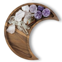 Moon Tray Crystal Holder plateaux en bois décoration croissant de lune décor plateau décoratif