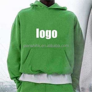 Pull-over unisexe bleu pour hommes Sweat à capuche surdimensionné Logo personnalisé 100% Sweat à capuche Streetwear épais et lourd en coton biologique - Product Image 5