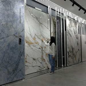 Tấm Đá Nhân Tạo Đồ Nội Thất Bằng Gốm Đánh Bóng Màu Xanh Lá Cây Màu Xanh Đen Nâu Ý Kích Thước Lớn Gạch Lát Sàn Bằng Đá Cẩm Thạch Màu Trắng Sứ - Product Image 2