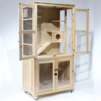 Villa moderne de luxe extra large en bois massif pour chats, niche intérieure et extérieure pour animaux de compagnie avec fermeture à bouton, nid pour chiens et chats