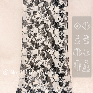 Tela de Hilo Mezclado con Lurex Metálico, Estampado de Camelia Entrelazada Estilo Tinta de Agua, Antiarrugas, Suave y Transpirable para Ropa de Mujer - Product Image 3