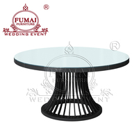 Table de mariage en acier inoxydable doré avec plateau en verre pour salle de banquet
