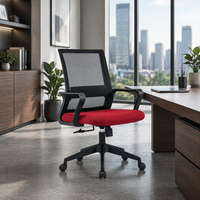 Chaise pivotante de bureau en tissu maillé jaune moderne bon marché avec accoudoir fixe à hauteur réglable chaise d'ordinateur pour le personnel à mi-dossier