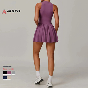 9094 nuage sens faux deux col montant robe course en plein air anti-dérapant bas a-ligne jupe jupe Tennis jupe - Product Image 3