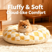Lit pour animaux de compagnie moderne et enveloppant, épais, toutes saisons, emballé en boîte, nid douillet pour chiens, chats et petits animaux