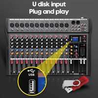 Console de mixage professionnelle pour scène, amplificateur de microphone pour guitare, système de sonorisation, karaoké, USB, Bluetooth, DJ Mixer, fabrication OEM