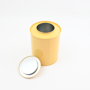 Boîte à thé en métal ronde personnalisée avec couvercle en dôme, jaune brillant, impression intégrale, vide, pour l'emballage de thé aux jujubes et de tisanes - Product Image 6