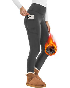Leggings doublés en polaire femmes avec poches Leggings thermiques résistants à l'eau pantalons de Yoga chauds d'hiver <span class=keywords><strong>randonnée</strong></span> course - Product Image 3