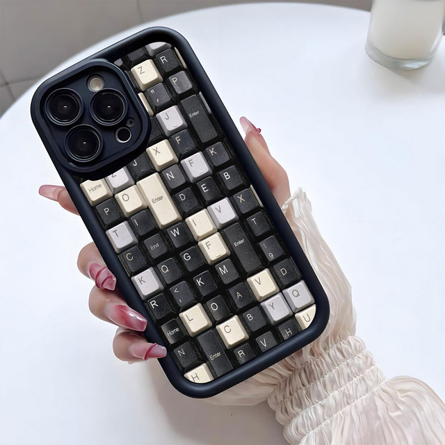 Keyboard Pattern Photo Print Ladder Lens Style Shockproof TPU Mobile Phone Cover Case for Iphone 11 12 13 14 15 16 17 18 Pro Max