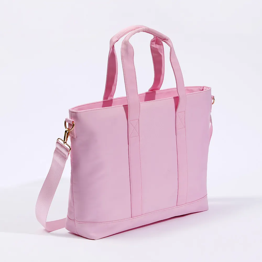 กระเป๋าไนลอนสำหรับผู้หญิง,กระเป๋าทรง Tote กระเป๋าถือสีชมพูขนาดใหญ่จัดส่งฟรีไปยังสหรัฐอเมริกา
