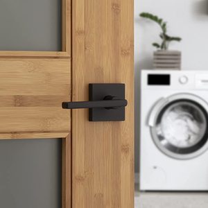 Manija de Puerta Moderna con Privacidad, Diseño Moleteado en Negro Mate, Cerradura Reversible sin Llave con Fácil Instalación para Apartamentos - Product Image 3