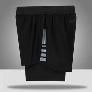 Pantalon trois-quarts de course à pied de basket-ball d'été pour hommes taille haute à séchage rapide Double couche extensible respirant imperméable - Product Image 4