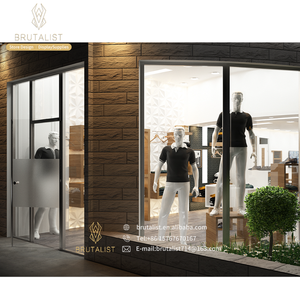 Estante de exhibición de ropa de mujer de madera de lujo Brutalist-Color personalizable y diseño Servicio OEM/ODM para tiendas de ropa - Product Image 5