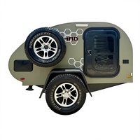 Caravane compacte moderne et étanche, remorque de voyage pliable avec roue de secours pour utilisation tout-terrain en extérieur
