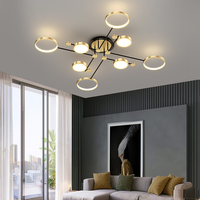 Plafonnier LED moderne pour salon, salle à manger, chambre, cuisine, décoration intérieure, luminaire en forme d'anneau noir et or