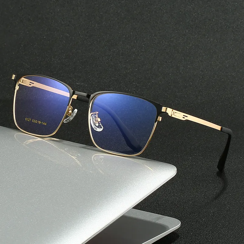 FANXUN6127 Hot Sale Non-Magnetic Titanium Metal Glasses Half-Frame Optical Screw-Free Hinge Gold Men Women glasses frames