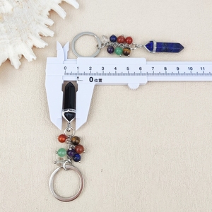 Nouveautés Cristal de guérison naturel Pierre précieuse Chakra Perles Porte-clés Jaspe rouge Hexagone Point Pendentif Pierre Porte-clés pour cadeaux - Product Image 5