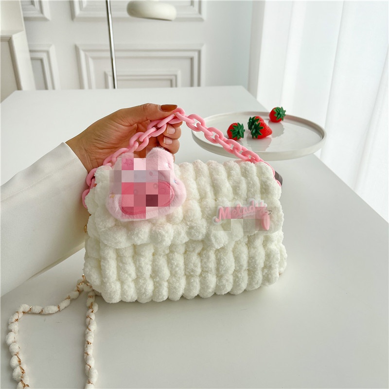 Blanco DIY tejer ganchillo bolsas Kit