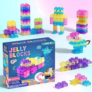 Bloques de Construcción Grandes de Silicona Suave Transparente, Antiestrés, con Forma de Gelatina, Encajables, Educativos, Juguetes de Ensamblaje - Product Image 1