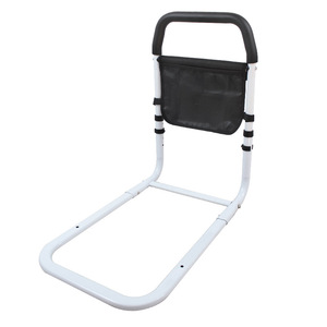 Pulse Health <b>Bedside</b> Handrail 52-59cm Height <b>White</b> L-Shaped Base For Elderly Safety Support - Product Image 1