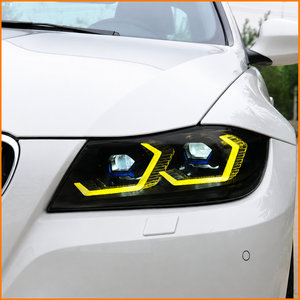 Conjunto de Faros Delanteros de Repuesto para <span class=keywords><strong>BMW</strong></span> Serie 3 E90 <span class=keywords><strong>2005</strong></span>-2012, Estilo M3 Competition G80 2023, con Luces Diurnas Ámbar - Product Image 3