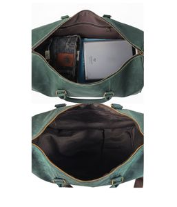 Sac de voyage rétro en cuir véritable grande capacité pour homme, sac de sport et de gym avec fermeture éclair pour week-end et nuit - Product Image 6