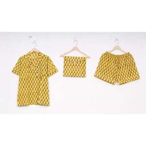 Conjunto de Pijama Corto Informal de Algodón Satinado Estampado a Mano, Transpirable, Estilo Bohemio Indio, para Otoño, Vacaciones y Uso Diario - Product Image 4