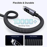 Kabel Pengisian Cepat UGREEN Uno 100W PD USB C ke USB C 5A 100cm dengan Layar LED, Kabel Pengisian Tipe C untuk iPhone 16 15