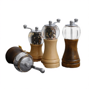 Very High Efficiency Rotary Knob Ceramic <b>Coarseness</b> Manual Wood Pepper Grinder Acrylic Visible Part 60mL Capacity Eco-Friendly - Product Image 4