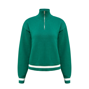 Suéter de Punto Personalizado con Logotipo, Estilo Retro Americano, para Otoño e Invierno, con Media Cremallera, para Golf y Tenis, Informal, <span class=keywords><strong>a</strong></span> Rayas, Acanalado, para <span class=keywords><strong>Mujer</strong></span> - Product Image 1