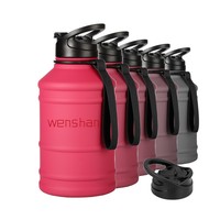 Bouteille d'eau de sport écologique à large ouverture en acier inoxydable, demi-gallon, motivante, 1,5 L/2,2 L, avec housse, cadeaux, Zen asiatique