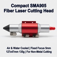 Tête de découpe laser à fibre compacte SMA905 - Refroidie par air et eau |   Objectif fixe 5 mm pour la découpe et la gravure de matériaux non métalliques