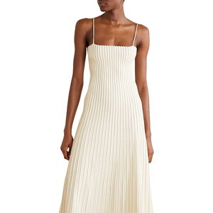 Abito <span class=keywords><strong>da</strong></span> <span class=keywords><strong>sera</strong></span> elegante <span class=keywords><strong>da</strong></span> donna a pieghe abito Midi semplice ma sensuale in maglia a coste - Product Image 1