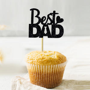 Décoration de gâteau jetable en papier de luxe écologique pour la fête des pères et les anniversaires, avec inscription « Love Dad Beard Tie » - Product Image 2