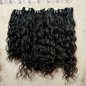 Se Aceptan Pedidos de Muestra, Cabello Indio Remy Virgen Sin Químicos, Tejido a Máquina, Doble Trama, Ondulado Profundo, Negro Natural, 100g - Product Image 1