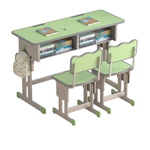 Mobilier scolaire réglable en MDF de haute qualité Design moderne Double table d'école Chaise de bureau pour <span class=keywords><strong>étudiant</strong></span> Fournisseur réputé-Métal - Product Image 2