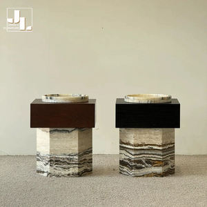 Mesa Auxiliar de Piedra para Sala de Estar Estilo Villa de <span class=keywords><strong>Diseño</strong></span> con Cajón, Mueble de Lujo para Dormitorio de Hotel - Product Image 4