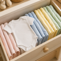 Mono de bebé OEM de fábrica, 100% algodón, manga corta, para recién nacido, unisex, liso, venta al por mayor, exportación