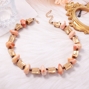 Collar de Cuentas Geométricas a Bloques de Color de Moda al por Mayor para <span class=keywords><strong>Instagram</strong></span>, Cadena de Clavícula de Diseño Exclusivo para Mujer - Product Image 4